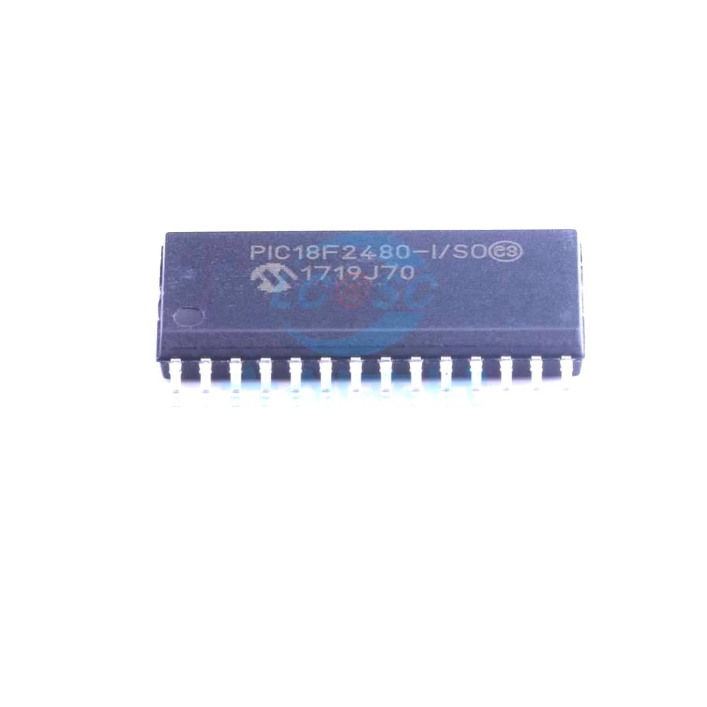 1 Pcs PIC18F2480-I/SO SOIC-28_300mil 8-Bit 40MHz 16KB (8K x 16) PIC18F2480-I/SO