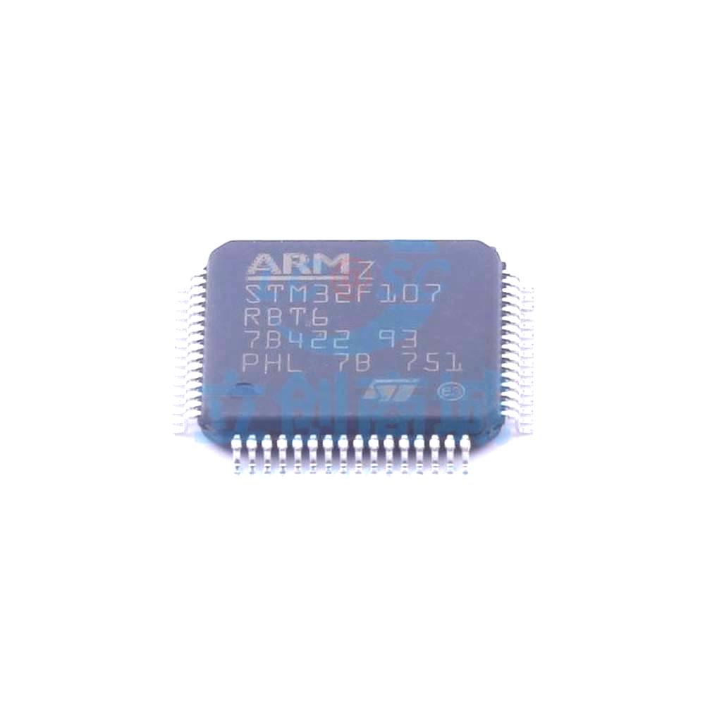 1 Pcs STM32F107RBT6 LQFP-64_10x10x05P 32-Bit 72MHz 128KB STM32F107RBT6