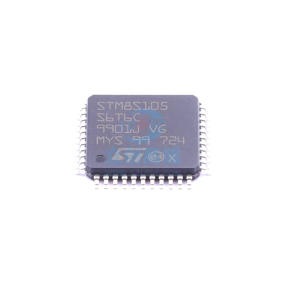 1 Pcs STM8S105S6T6C LQFP-44_10x10x08P 8-Bit 16MHz 32kB STM8S105S6T6C