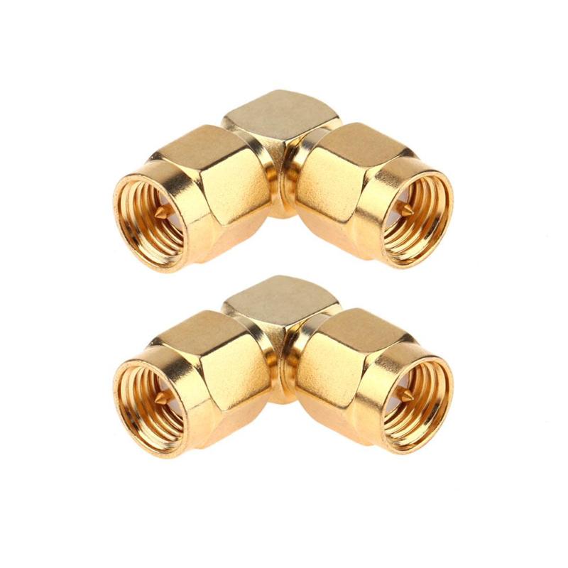 2pcs SMA Male to Male Right Angle 90-Degree Adapter Gold Plated Connector coaxial coax Assembly adapter connector